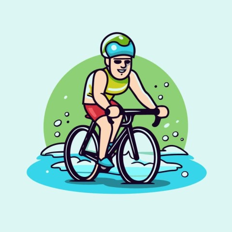 Vector illustration of a cyclist riding a bicycle on a backgroun