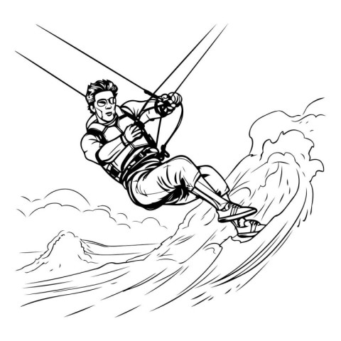 Kitesurfing. Extreme Sport - Vector illustration ready for vinyl