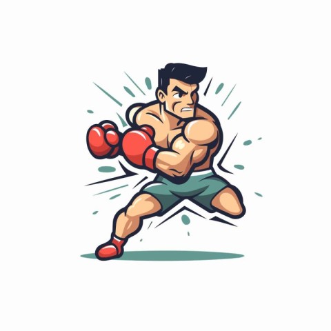 Boxer vector illustration. isolated on white background. Cartoon