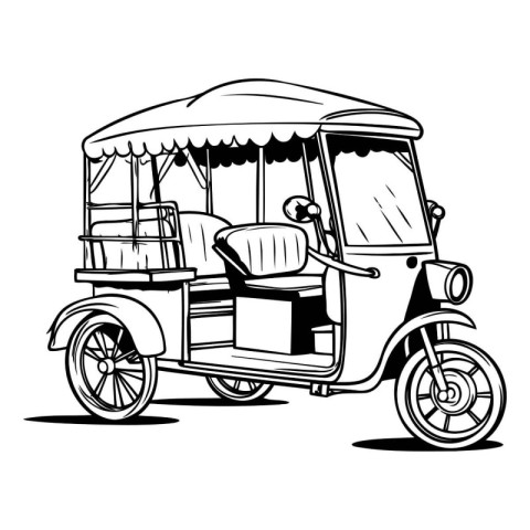 Tuk tuk rickshaw isolated on white background. Vector illustrati