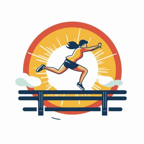 Running woman. Vector illustration of a female athlete running o