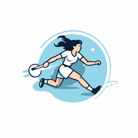 Badminton player vector illustration. Female badminton player.