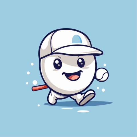 Cute Baseball Mascot Character Mascot Design Vector Illustration