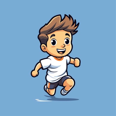 Running boy. Vector illustration of a cartoon character isolated