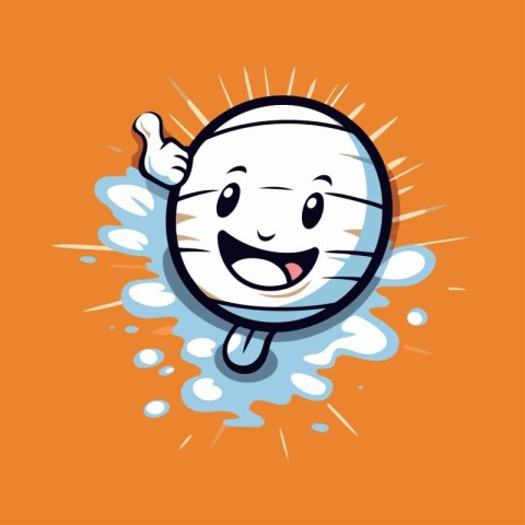 Cute cartoon golf ball character vector illustration. Golf ball