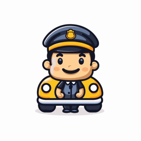 Cute taxi driver character design. Vector illustration isolated