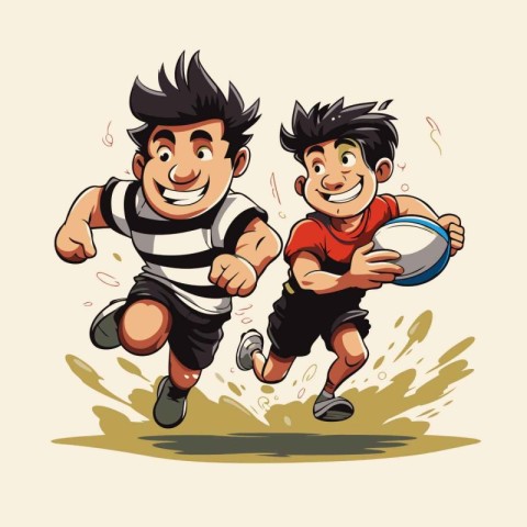 Rugby players. Vector illustration of a cartoon rugby player.