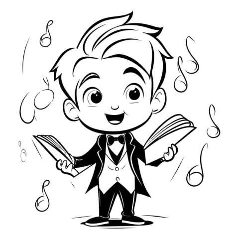 Vector illustration of a boy in a suit with a book in his hands