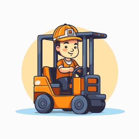 Forklift driver. Cartoon illustration of forklift driver vector