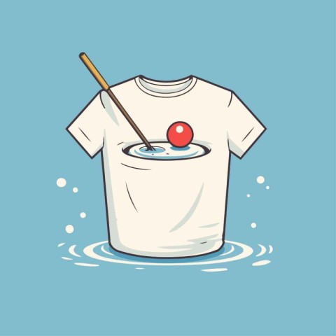 t-shirt in the water with a ladle. vector illustration