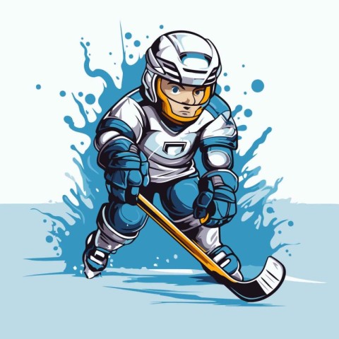 Ice hockey player. Vector illustration of ice hockey player in a