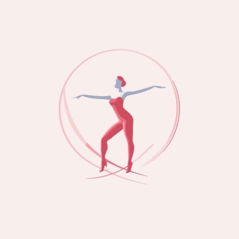 Ballet dancer in a red dress. Vector illustration of a ballerina