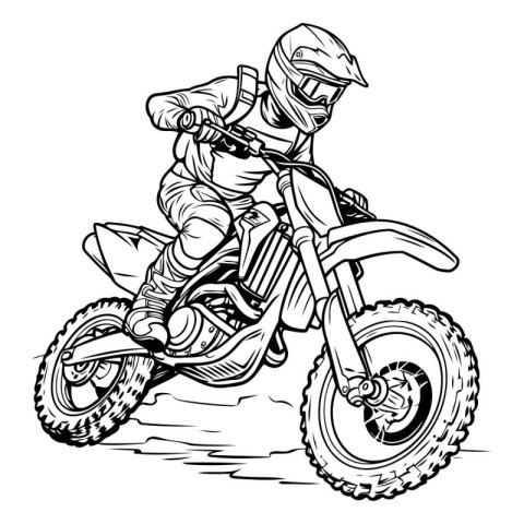 illustration of a motocross rider on a white background.