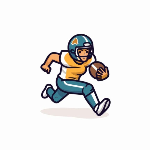 American football player running with ball. sport vector Illustr