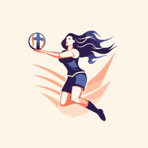 Volleyball player vector illustration. Volleyball player with ba