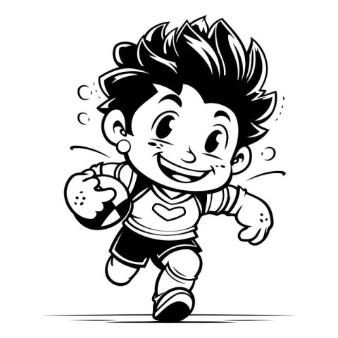 Vector illustration of a boy running with an apple in his hand.