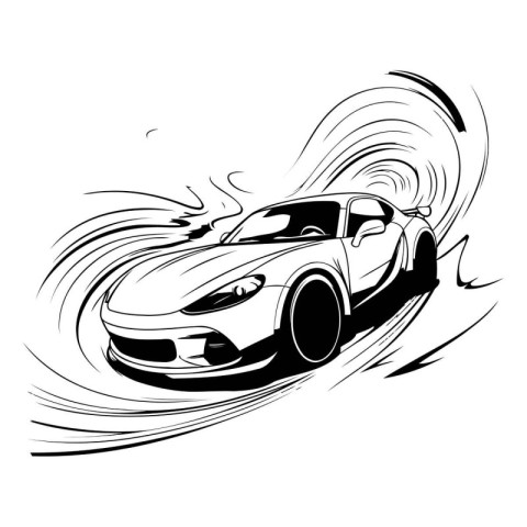 Sport car on a racing track. Vector illustration for your design