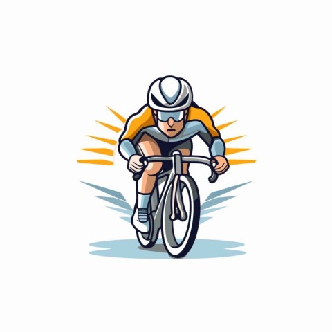 Cyclist riding a bike. Vector illustration on white background.