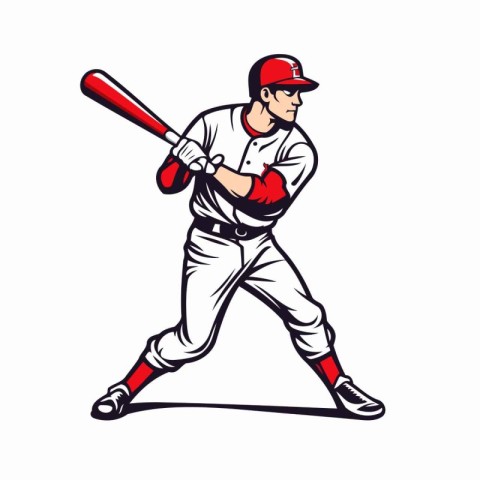 Baseball player with bat and ball. sport vector illustration gra