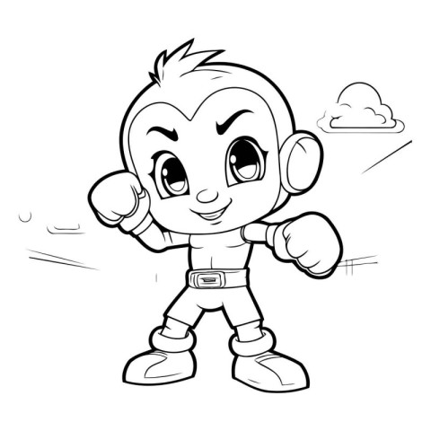 Cartoon Illustration of Little Boy Comic Character for Coloring