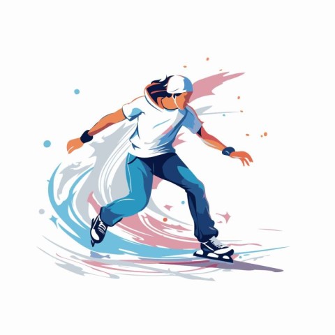 Skateboarder skating. vector illustration. Skater in motion.