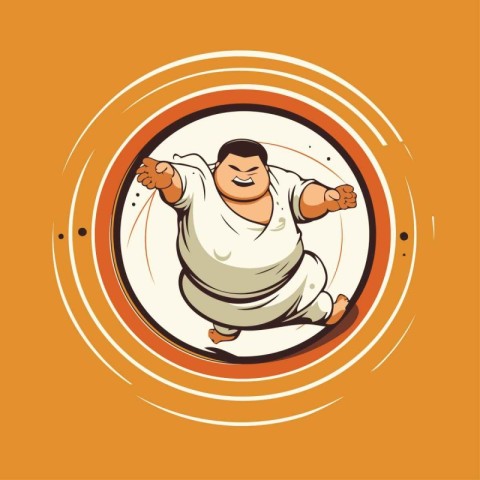 Sumo fighter vector illustration. isolated on orange background.