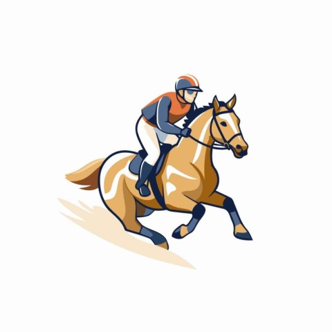 Jockey riding a horse. equestrian sport vector Illustration on a