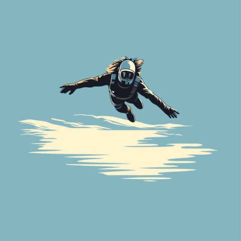 Astronaut flying in space. Vector illustration of a diver.