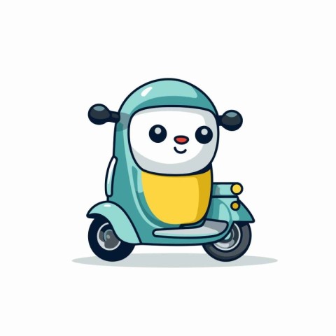 Cute cartoon panda on a scooter. Vector illustration.