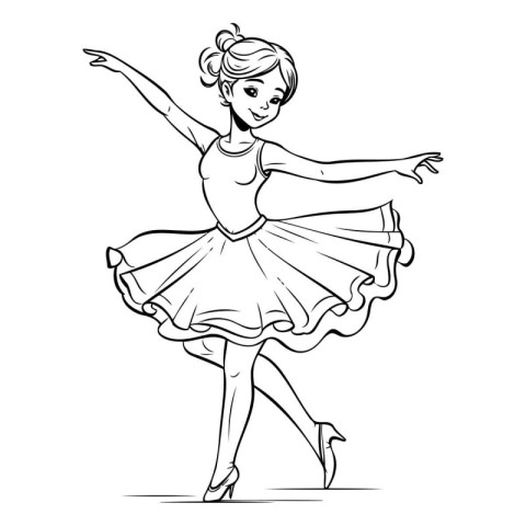 Beautiful ballerina in a tutu. Sketch. Vector illustration.