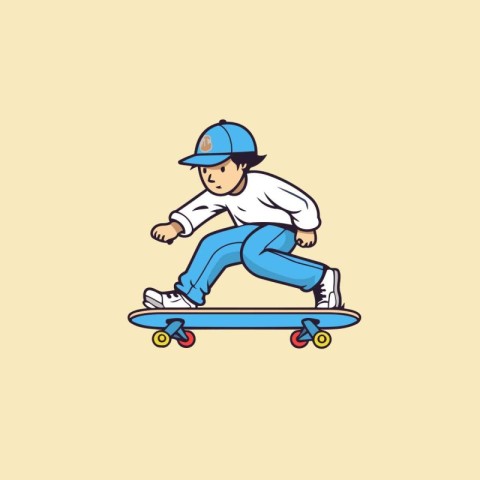 Skateboarder riding on a skateboard. Vector illustration.