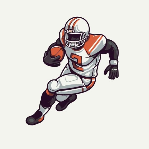 American football player running with ball. vector illustration