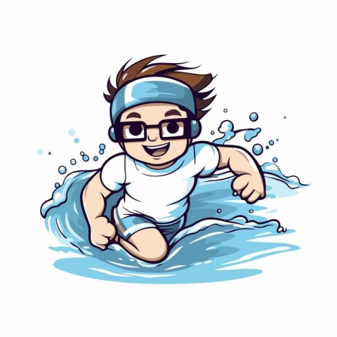 Swimmer vector illustration. Swimmer in swimming suit and glasse