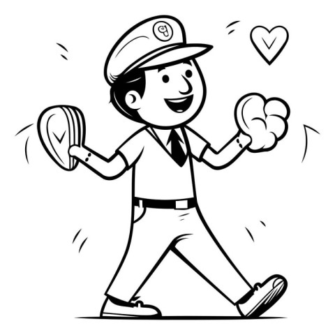 Cartoon Illustration of Cute Delivery Boy or Courier Character f