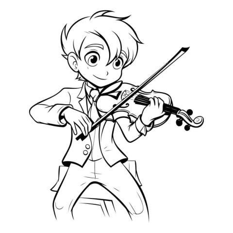 boy playing the violin on a white background. vector illustratio