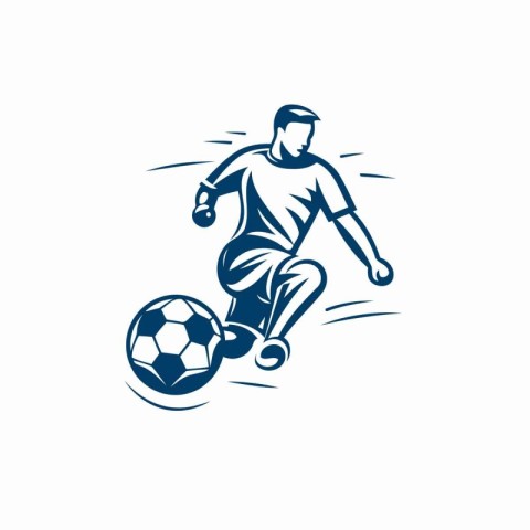 Soccer player with the ball. Vector illustration of a soccer pla