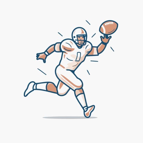 American football player running with ball. Vector illustration