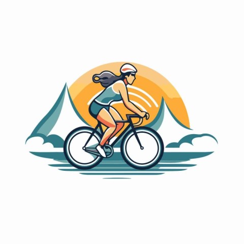 Cyclist riding on a bicycle. Vector illustration in sport style.