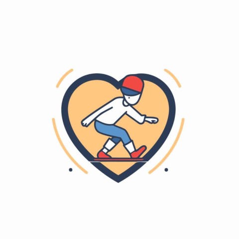 Skateboarder line icon. Vector illustration. flat design.