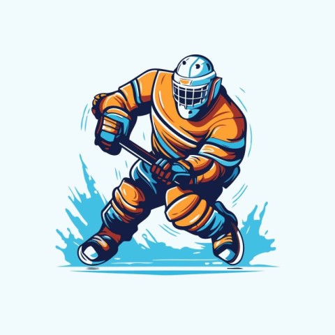 Ice hockey player with the stick in action. sport vector illustr