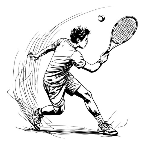 Tennis player. An illustration of a tennis player in action.