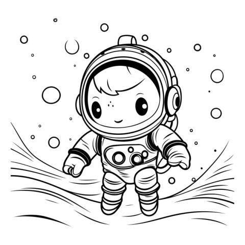 Cute cartoon astronaut in space suit. Vector illustration for co