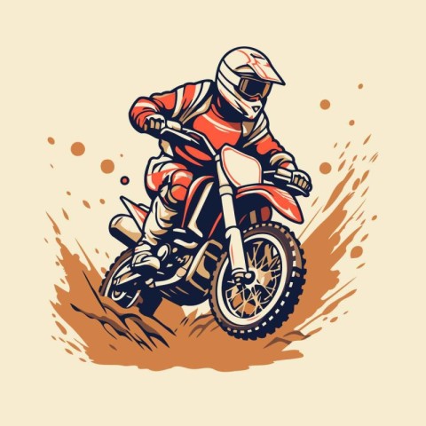 Motocross rider on a motorcycle. Vector illustration for your de