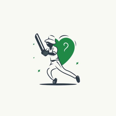 Cricket player with bat and ball. Vector illustration in flat st