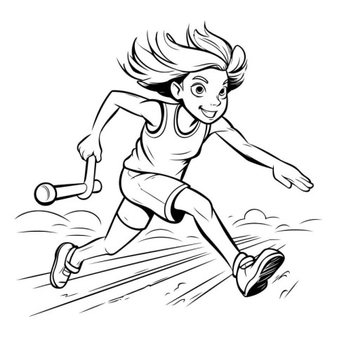 Running woman. Vector illustration ready for vinyl cutting or t-