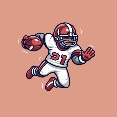 American football player running with ball. Vector illustration