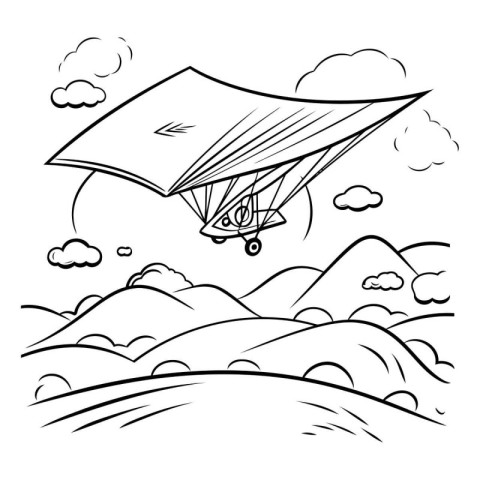 Paraglider flying in the sky. doodle style