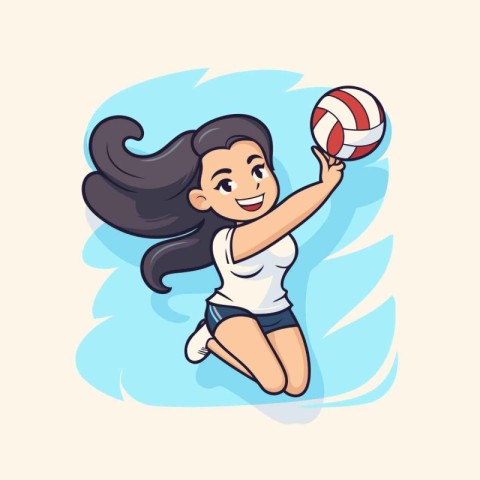 Girl playing volleyball. Vector illustration of a girl with a vo