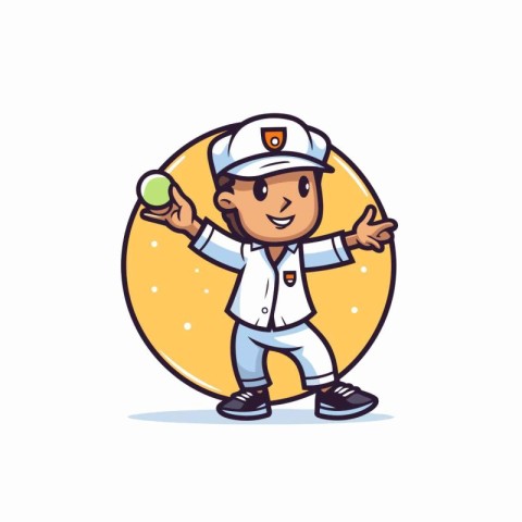 Baseball player holding ball. Vector illustration in cartoon sty