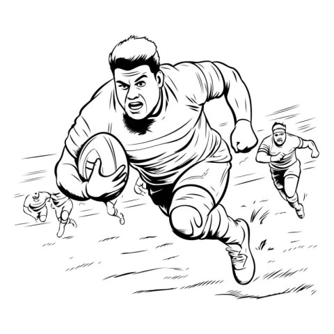 Rugby player running with a ball. Vector illustration ready for